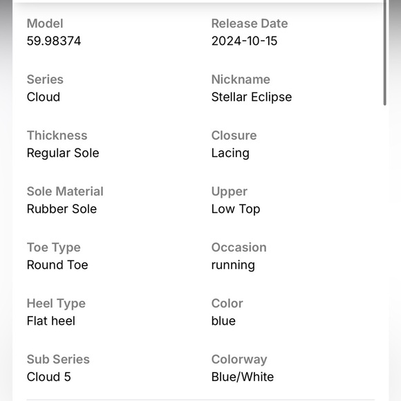 On Running Cloud 5 Stellar Eclipse Men's Size 7 Women’s 8.5 - 59.98374 ANV ZL - Picture 13 of 13